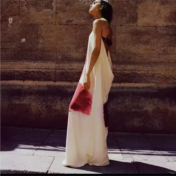 Backless White and Red Dress - Picture 4 of 9